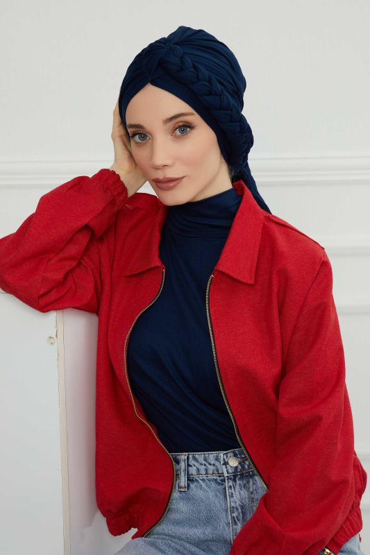 Yandan Örgülü Penye Bone,B-3 Lacivert - 1