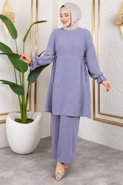 Yanları Bağcıklı Aerobin Takım GRİ - Thumbnail