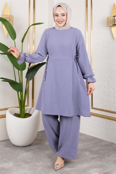 Yanları Bağcıklı Aerobin Takım GRİ - Thumbnail