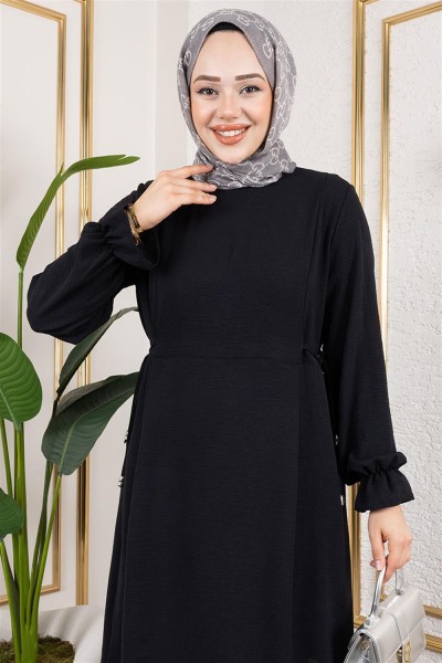 Yanları Bağcıklı Aerobin Takım SİYAH - Thumbnail