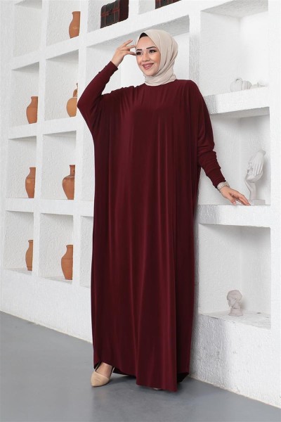 MG - Yarasa Kol Salaş Elbise BORDO