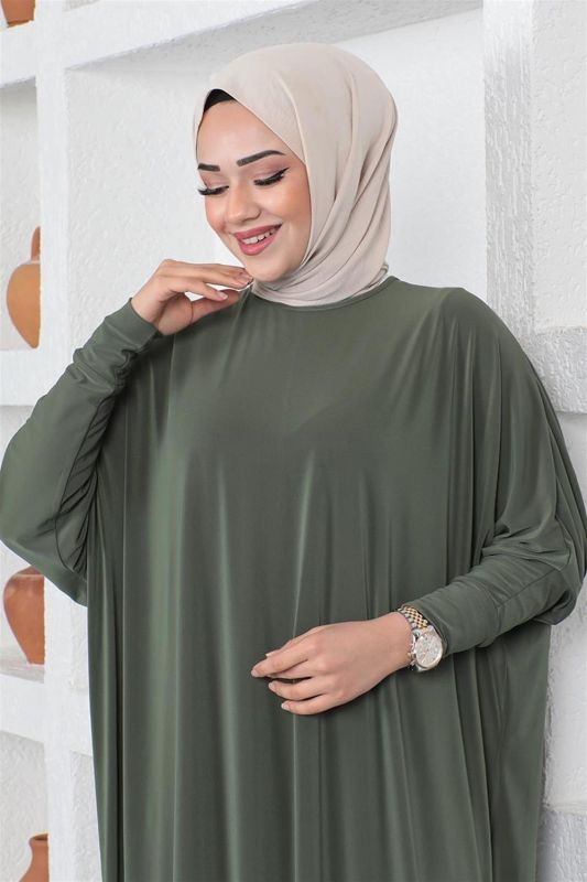 Yarasa Kol Salaş Elbise HAKİ - 2