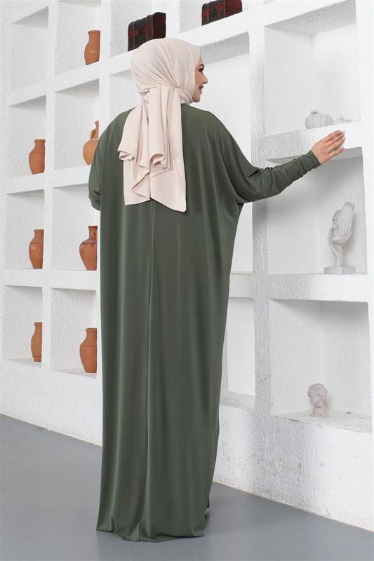 Yarasa Kol Salaş Elbise HAKİ - 5