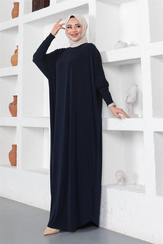 Yarasa Kol Salaş Elbise LACİVERT - 4