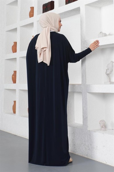 Yarasa Kol Salaş Elbise LACİVERT - Thumbnail