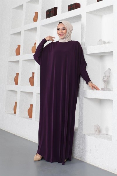 Yarasa Kol Salaş Elbise MÜRDÜM - Thumbnail