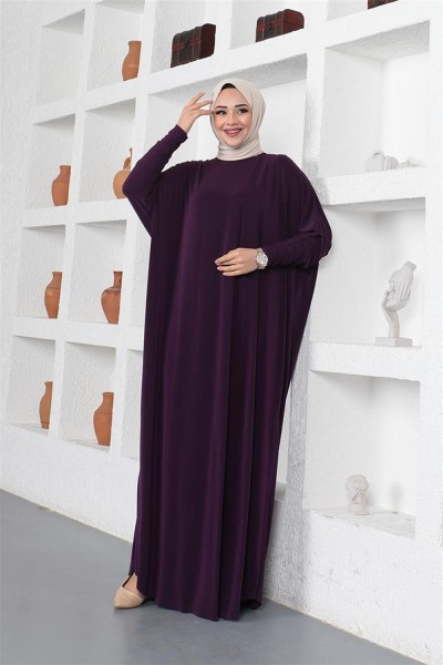 Yarasa Kol Salaş Elbise MÜRDÜM - Thumbnail