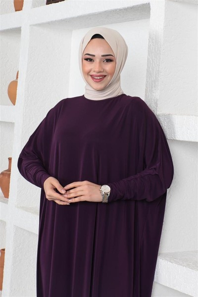 Yarasa Kol Salaş Elbise MÜRDÜM - Thumbnail