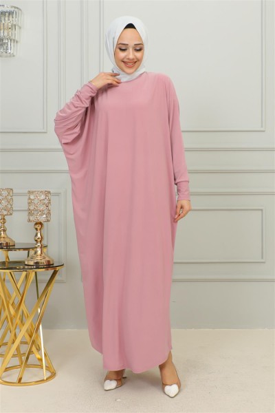 Yarasa Kol Salaş Elbise PUDRA - Thumbnail