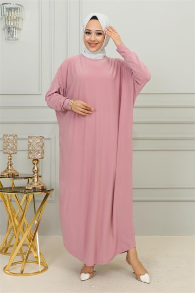 Yarasa Kol Salaş Elbise PUDRA - Thumbnail
