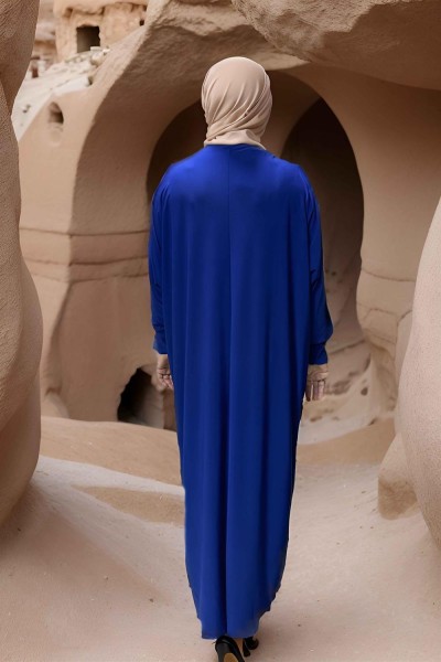 Yarasa Kol Salaş Elbise SAKS MAVİSİ - Thumbnail