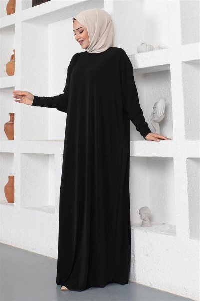 Yarasa Kol Salaş Elbise SİYAH - Thumbnail