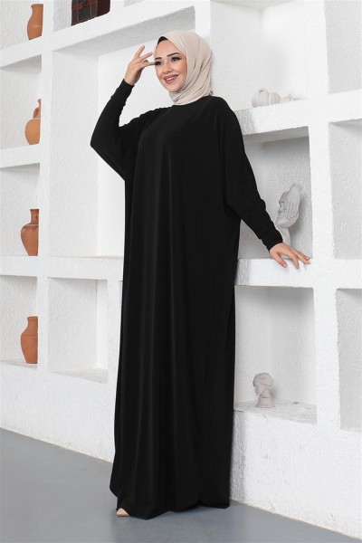 Yarasa Kol Salaş Elbise SİYAH - Thumbnail
