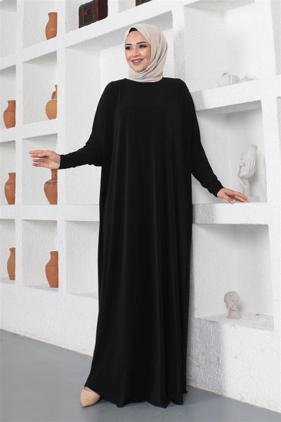 Yarasa Kol Salaş Elbise SİYAH - Thumbnail