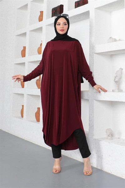 Yarasa Kol Salaş Tunik BORDO - Thumbnail