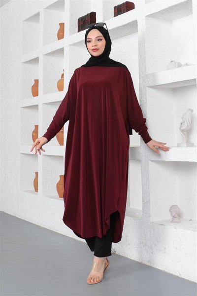 Yarasa Kol Salaş Tunik BORDO - Thumbnail