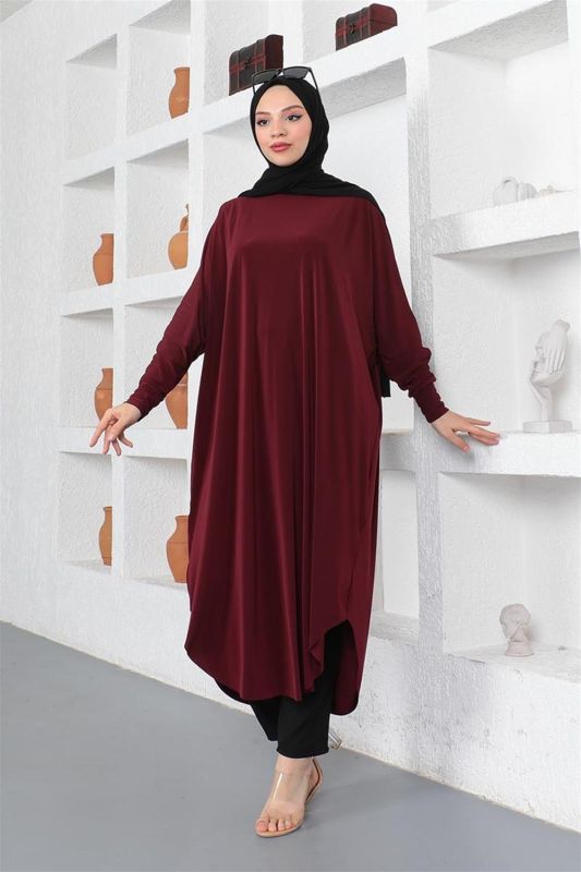 Yarasa Kol Salaş Tunik BORDO - 4