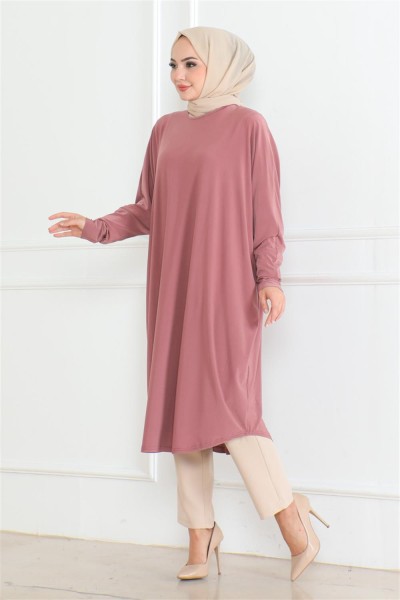 Yarasa Kol Salaş Tunik GÜL KURUSU - Thumbnail