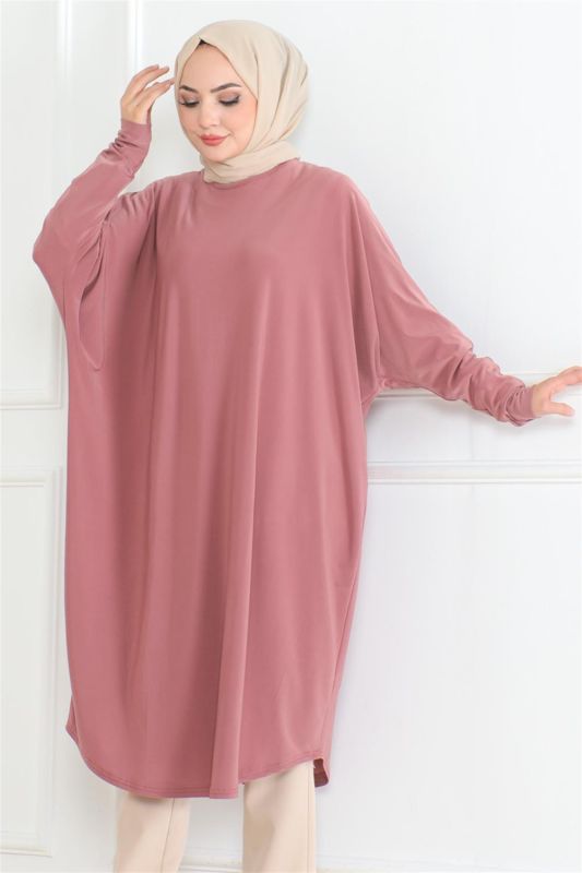 Yarasa Kol Salaş Tunik GÜL KURUSU - 4