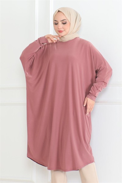 Yarasa Kol Salaş Tunik GÜL KURUSU - Thumbnail