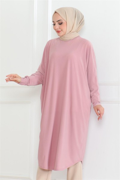 Yarasa Kol Salaş Tunik PUDRA - Thumbnail