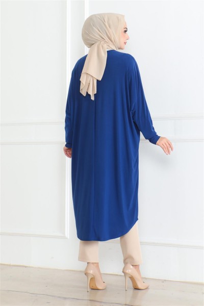 Yarasa Kol Salaş Tunik Saks Mavisi - Thumbnail