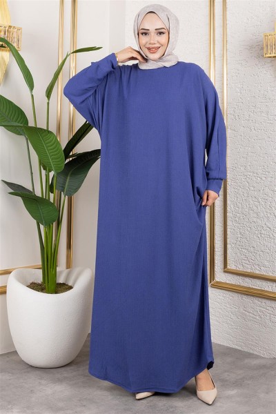 SGS - Yarasa Kollu Bürümcük Elbise İNDİGO
