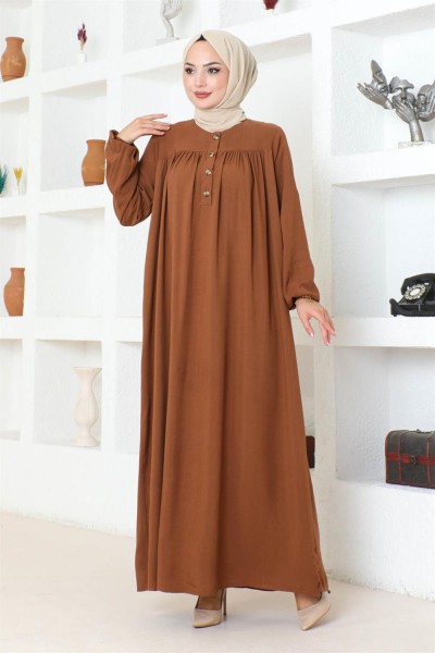 SGS - Yarım Düğmeli Viskon Elbise TABA