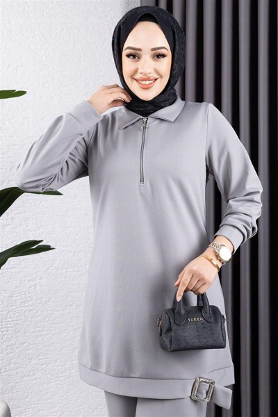 Yarım Fermuarlı Spor Takım GRİ - Thumbnail