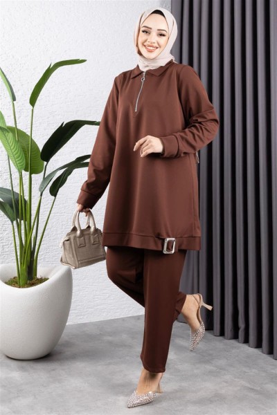 AYM - Yarım Fermuarlı Spor Takım KAHVERENGİ