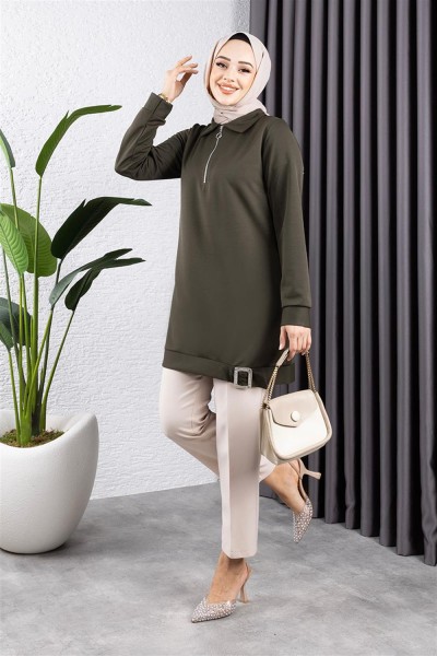 AYM - Yarım Fermuarlı Spor Tunik HAKİ