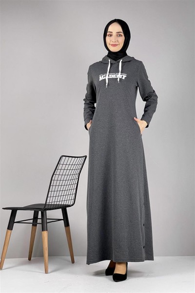 MG - Yırtmaç Detaylı Spor Elbise ANTRASİT