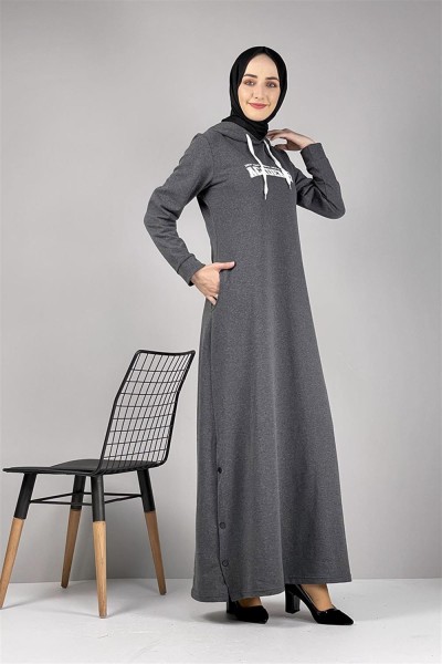 Yırtmaç Detaylı Spor Elbise ANTRASİT - Thumbnail