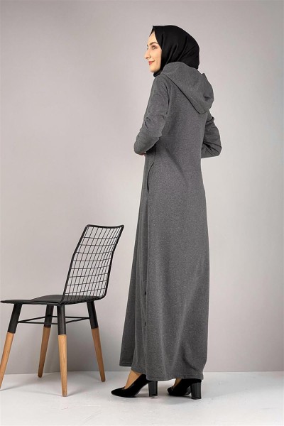 Yırtmaç Detaylı Spor Elbise ANTRASİT - Thumbnail