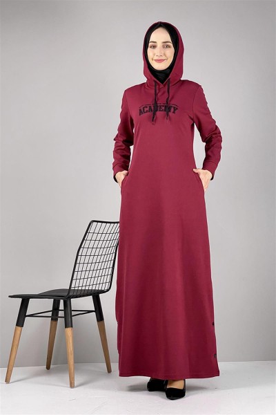 MG - Yırtmaç Detaylı Spor Elbise BORDO