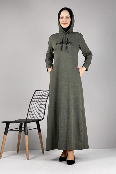 MG - Yırtmaç Detaylı Spor Elbise HAKİ