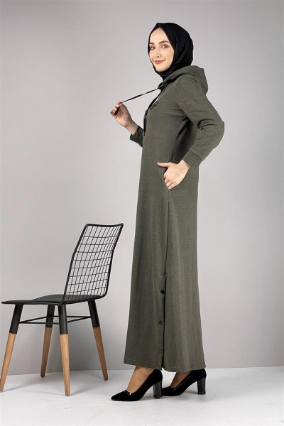 Yırtmaç Detaylı Spor Elbise HAKİ - Thumbnail