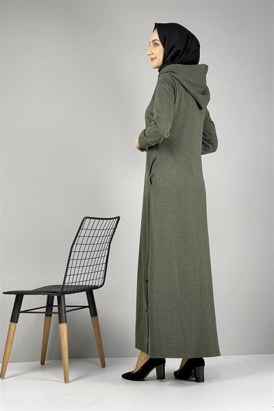 Yırtmaç Detaylı Spor Elbise HAKİ - Thumbnail