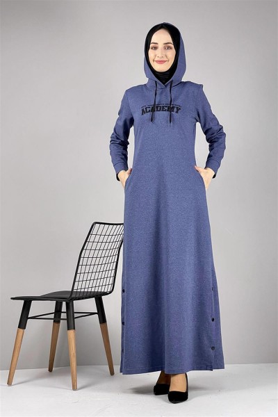 MG - Yırtmaç Detaylı Spor Elbise İNDİGO