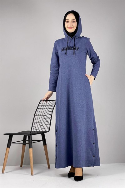 Yırtmaç Detaylı Spor Elbise İNDİGO - Thumbnail