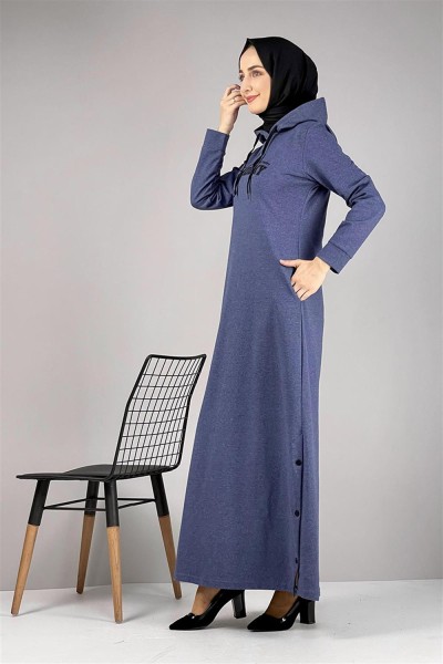 Yırtmaç Detaylı Spor Elbise İNDİGO - Thumbnail