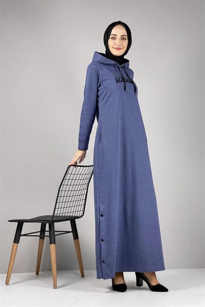 Yırtmaç Detaylı Spor Elbise İNDİGO - Thumbnail