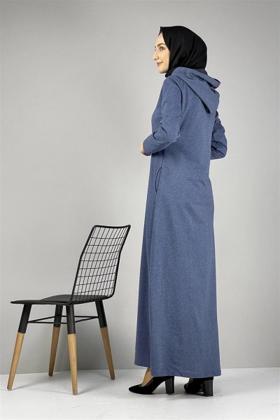 Yırtmaç Detaylı Spor Elbise İNDİGO - Thumbnail