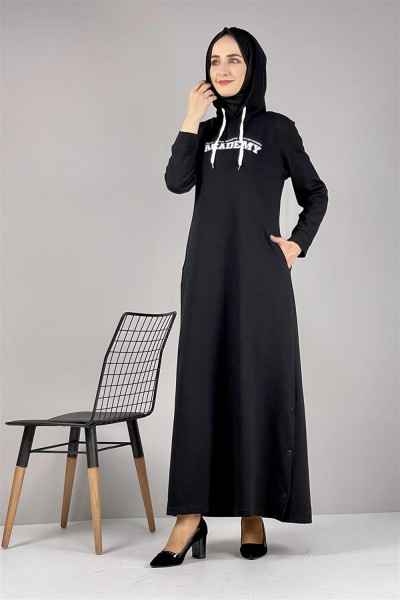 MG - Yırtmaç Detaylı Spor Elbise SİYAH