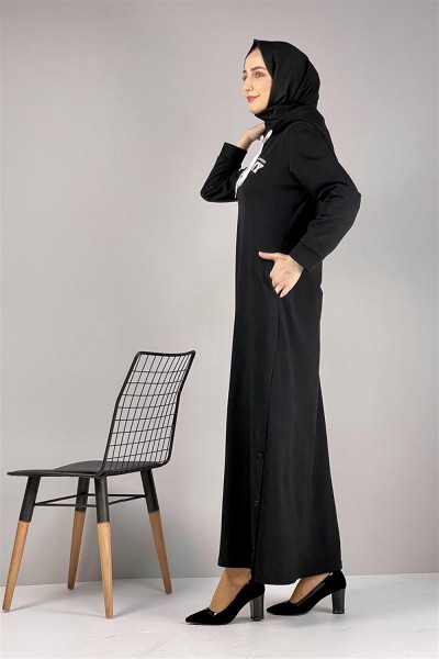 Yırtmaç Detaylı Spor Elbise SİYAH - Thumbnail