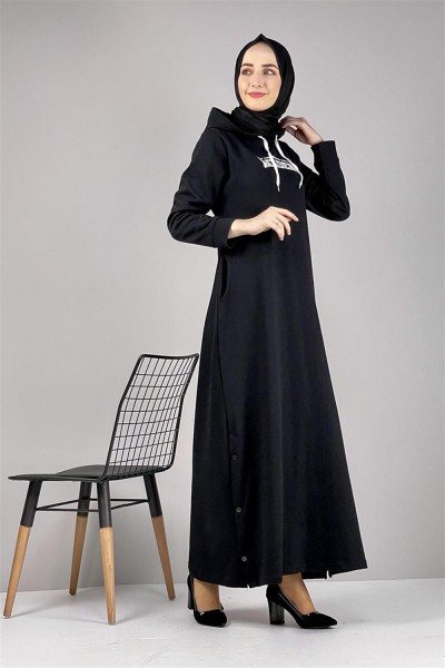 Yırtmaç Detaylı Spor Elbise SİYAH - Thumbnail