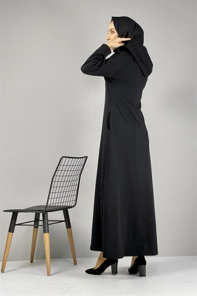 Yırtmaç Detaylı Spor Elbise SİYAH - Thumbnail