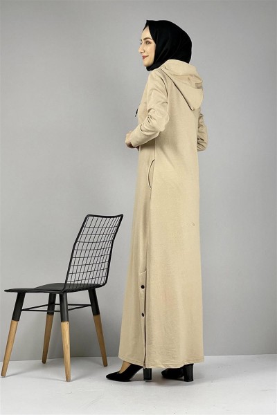 Yırtmaç Detaylı Spor Elbise VİZON - Thumbnail