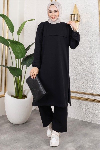 Yırtmaç Detaylı Spor Takım SİYAH - Thumbnail