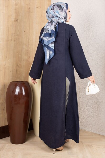 Yırtmaçlı Keten Tunik LACİVERT - 3